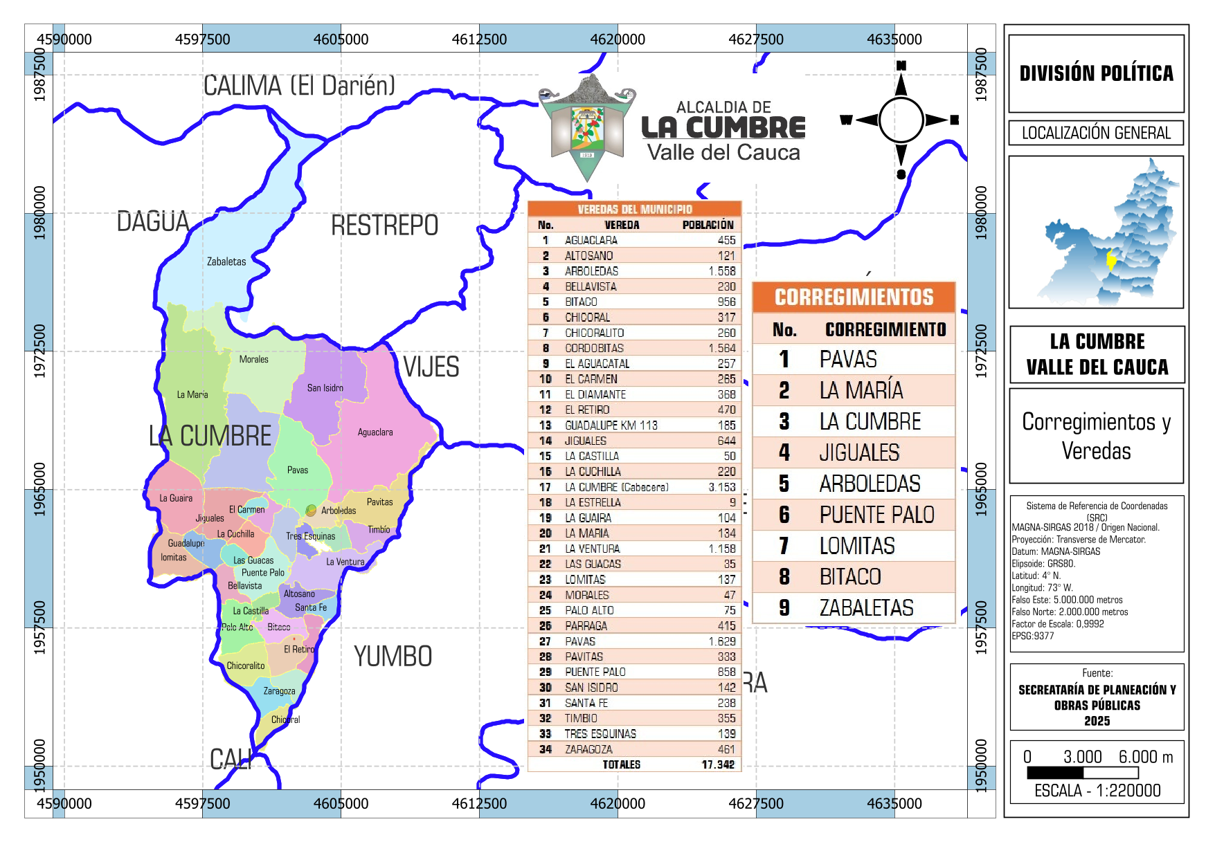 Mapa político de La Cumbre